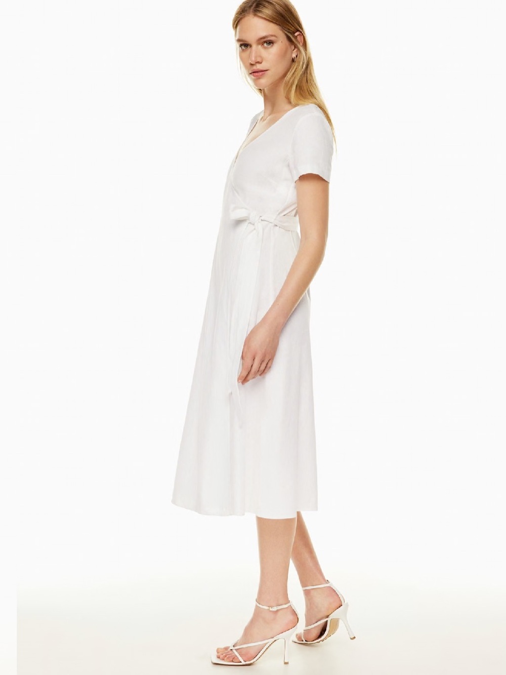 Aritzia Linen Wrap Midi Dress - White - Picture 3 of 11